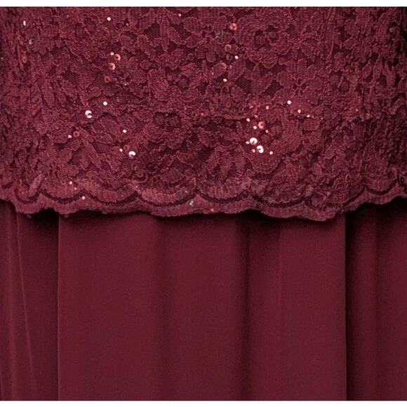Formal Gown Women's 3XL Burgundy Evening Wear Lace Sequin Chiffon Elegant Glam! - Picture 7 of 8